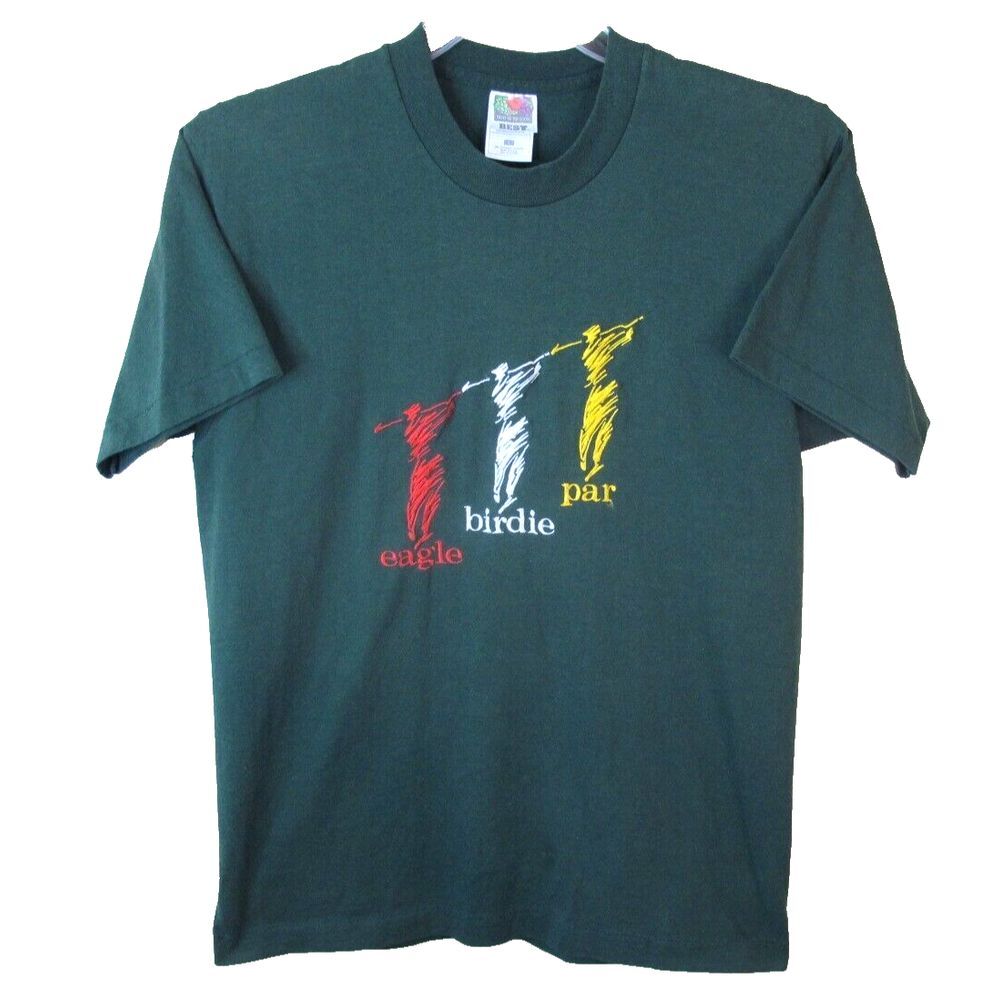 Vintage Fruit of the Loom Single Stitch T-Shirt Women's L Green Golf‎ FOTL USA